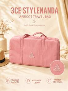 3CE Apricot Travel Bag, Non-Deformable, Hand-Carried Or Shoulder-Carried, Smooth Zipper Closure, Large Capacity Storage, Daily Makeup Storage - Apricot - View 2