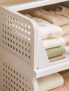1/2 Layer Stackable Baby Room Storage Box, Front Opening Design, Baby Wardrobe Organizer, Suitable For Clothes, Diapers, Blankets, Towels And Baby Room Essentials - Storage - View 5