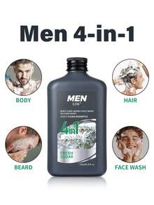 Men's 4-In-1 Face Wash, Body, Hair And Beard, Fresh, Deep Cleansing + Gentle Skin Care, Using Clean Rinse Technology, Moisturizing, Oil Control, Long Lasting Fragrance, For Men Only, Specially Formulated For Men's Skin, Cedarwood Scent, Gift For Him - Deep Cleansing - View 7