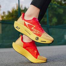 Unisex Professional Racing Carbon Plate Running Shoes With Lace-Up Secure Fit, Explosive Midsole, Powerful Propulsion, Durable Mesh Upper For Long Distance Training And Sports - Red - View 11
