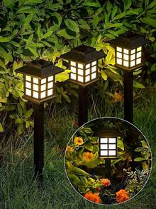 2/6 Stücke schwarze Mini-Haus Solarbetriebene Bodenstecker Wegbeleuchtung, wasserdichte Auto An/Aus LED Landschaftsbeleuchtung, geeignet für Garten, Rasen, Gehweg, Blumenbeet, Außendekoration, Feiertagsgeschenk - Mehrfarbig - Übersicht 7