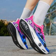 1 Pair Comfortable Mesh Breathable Sports Shoes, Fashion Lightweight Running Shoes With Football Pattern - Pink - View 10
