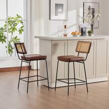 Modern Bar Stool High Gloss Finish - Set Of 2 - Brown - View 6
