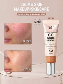 IT Cosmetics CC+ Radiant Glow 輕盈底妝 + SPF40 亮采精華，#Neutral Beige（中性桃色底調），32ml/1.08 Oz | 適合乾性、混合性、正常膚質 | 中度遮瑕 | 明顯提亮 | 撫平肌膚紋理 - Neutral Tan - 查看 1