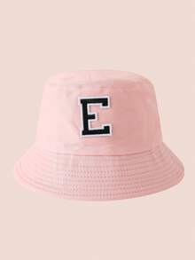 1 pezzo Cappello a secchio per bambini con ricamo lettere A-Z rosa, cappello leggero per protezione solare, adatto per attività all'aperto di ragazzi e ragazze - Black Label - Cappello da pescatore rosa - Visualizzare 13