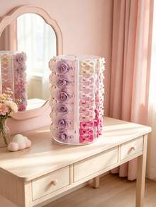Acrylic Vertical Elastic Band Hair Accessory Display Rack, Large Capacity Hair Clips, Bows, Vanity Headwear Storage & Display Stand - White - View 6