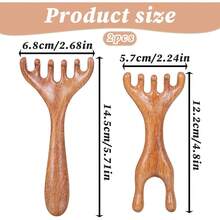 2 món dụng cụ massage da đầu bằng gỗ, lược Gua Sha gỗ đàn hương massage đầu thủ công giúp thư giãn sâu, dụng cụ massage chân - màu nâu - Xem 6