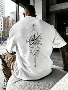 Men's Oversized Printed Short-Sleeve Drop-Shoulder Shirt T Summer Shirts For Men T T-Shirt Gift Summer Top - 布蘭克 4 - 查看 2