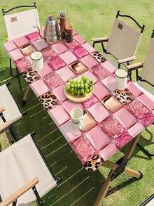 1 buah Taplak Meja Elastis Luar Ruangan, Desain Bermotif, Cocok Untuk Dapur, Ruang Makan, Aktivitas Luar Ruangan, Piknik, Berkemah, Pesta di Halaman, Pesta Ulang Tahun, Perlengkapan Dapur, Dapat Dicuci dengan Mesin - A - View 5