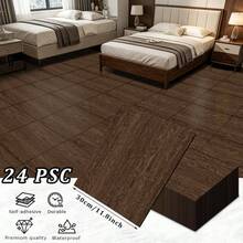 Ins Style Minimalist Square Wood Grain Self-Adhesive Floor Stickers, Seamlessly Patchable For Neat High-End Texture, Matte Non-Reflective Wood Grain, Perfect For Clothing Stores, Homestays, Studios As Photo Backgrounds With Full Atmosphere, Low-Cost Way To Create Popular Original Wood Check-In Wall - 24 Pieces - View 2