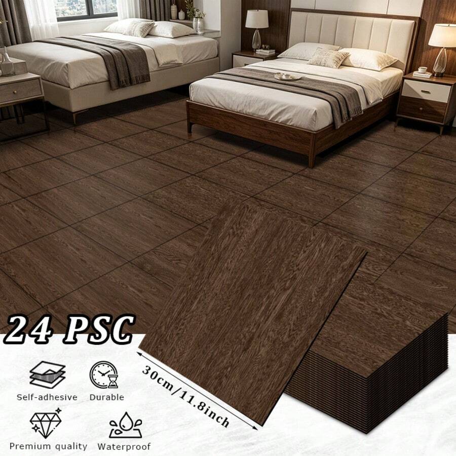 Ins Style Minimalist Square Wood Grain Self-Adhesive Floor Stickers, Seamlessly Patchable For Neat High-End Texture, Matte Non-Reflective Wood Grain, Perfect For Clothing Stores, Homestays, Studios As Photo Backgrounds With Full Atmosphere, Low-Cost Way To Create Popular Original Wood Check-In Wall