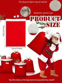 Large Christmas Santa Gift Sacks, Velvet Jumbo Drawstring Bags For Xmas Gifts, Reusable Merry Christmas Wrap Bags For Holiday Party, Toy Storage, Gift Wrapping, Holiday Decor, Santa Sack Bags For Festive Gift Giving - A - View 5
