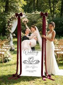 Personalized Wedding Banner Custom Fabric Welcome Sign For Wedding Ceremony And Banquet Rustic Bohemian Modern Wedding Decor Custom Hanging Cloth - Multicolor 4 - View 3