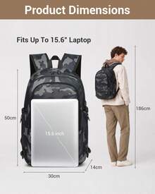Laptop Backpack 15.6 Inch Large Travel Rucksack USB Charging Port Anti Theft Lock Water Resistant Computer Backpack For Men Women School Office - camuflaje - Ver 2