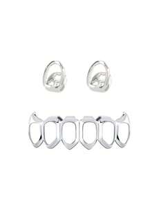 1 Set Double Hollow Combination Full Hollow Sharp Teeth Costume Accessory Set, Party Daily Funny Decoration Cosplay Prop, Unisex - Multicolor - View 9
