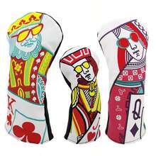 Embroidered Golf Club Headcover - Synthetic Material, Colorful Playing Card Design, Protective Fashion Accessory, Golf Club | Fashion Headcover | Colorful Embroidery - C - View 1