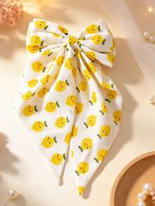 1 pieza Clip para el cabello con lazo grande estampado de limón, lindo accesorio para el cabello con lazo grande de fruta para volver a la escuela y uso diario - Multicolor - Ver 5