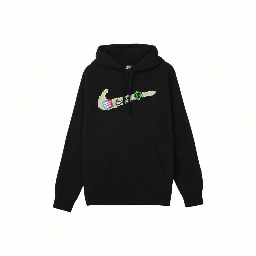 Nike Sportswear Club Fleece 休閒運動加絨連帽套頭衛衣 男款 黑色 - 黑色 - 查看 1