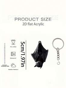 1pc 2D Flat Acrylic Bat Shaped Pendant, Suitable For Car Rearview Mirror, Bag Accessory, Home Decor, Ideal For Halloween, Birthday And Party Small Gift, Also Functions As Kitchen Decoration, Creative Holiday Gift - One Size Fits All - View 6