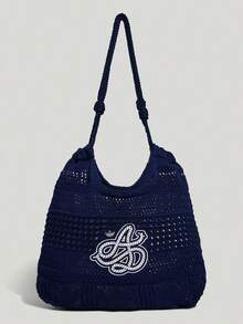 Adidas Originals Unisex Crochet Tote Outdoor Sports Shoulder Bag KX0538 - Navy Blue - View 1