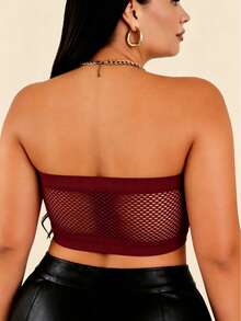 EssElegance Plus Size Strapless Push-Up Bra, Wire-Free Anti-Slip Front Closure Seamless Bandeau Bra, Comfortable Everyday Style - Burgundy - View 3