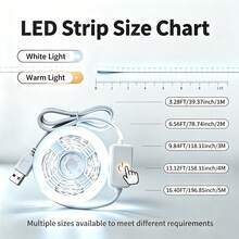 1m To 5m Indoor LED Light Strip, Dual Color Cold And Warm Options. USB Powered, Touch Button Control. Suitable For Bedroom, Mirror, Kitchen, TV Background Wall, Desk And Holiday Atmosphere. - Touch Light Strip - View 2