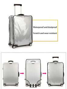 1pc Transparent PVC Luggage Cover, Suitable For 20/22/24/26/30 Inch Suitcases, Waterproof Dustproof Travel Luggage Protection Cover, Thickened PVC Material, Scratch-Resistant Wear-Resistant, Home Essential - Clear - View 5