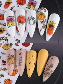 SWEET TREND 6 Peças Adesivos de Unhas de Outono 3D Autoadesivos, Decalques de Unhas com Folha de Bordo em Aquarela, Abóbora, Girassol, Xícara de Café, Linha Geométrica, Folha de Outono, Deslizadores de Colheita para Ação de Graças, Cottagecore, Uso Diário, DIY, Salão, Acessórios e Ferramentas de Manicure Doméstica - Multicolorido - Visão 11