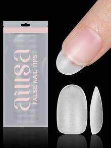 AILLSA 360/240/120pcs Short Fat Oval Full Coverage Fake Nails, 15 Sizes Matte Acrylic Nail Tips, Suitable For Nail Salon Nail Extensions Gel Nail Set Nail Supplies - Clear - View 1