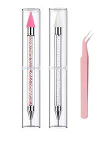 1/2/5PCS Rhinestone Picking Tool Set, Rhinestone Applicator Tools, Self-Adhesive Diamond Pen, Double-Ended Rhinestone Gem Crystal Earring ,For Rhinestone Embellishment ,Crystal Bead Handle Nail Art DIY Decoration Tools - Multicolor - View 6