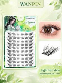 WANPIN WAN PIN Chinese Style Lucky Fox False Eyelashes, 9-14mm Mixed Length Segmented Cluster, Soft Lightweight Natural Cool Atmosphere Eyelashes, All-Day Long-Lasting Without Burden - View 1