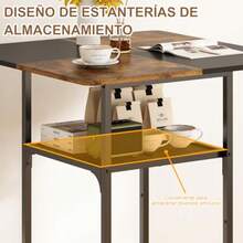 Mesa de Bar de 2 Niveles, Mesa Alta Tipo Bar, Mesa para Cafe Bicolor, 90cm Barra De Cocina, Mesas de Restaurante Desayunador Son Adecuadas para El Salón, El Balcón y la Cocina Sin Sillas - Multicolor - Ver 7