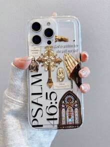 1pc Floral Cross Jesus Pattern, Air Cushion Transparent Anti-Drop TPU Phone Case, Suitable As Holiday Gift For Apple IPhone XS/XS Max/XR/11/12/13/14/15/16 Pro/Pro Max/14/15/16 Plus/17, Unisex, Samsung Phone Case A04/A51/A56/S25 Ultra/S22 Ultra/S21 Plus/S20/A73/A72/A55/A54/A53/A52/A34/A05/S25 Ultra/S25/S25 Plus - Multicolor - View 2