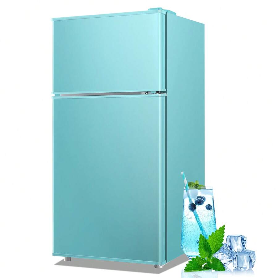 WANAI 2.4 Cu.Ft Mini Fridge With Top Freezer, Refrigerator For Personl Use Dorm Fridge With Egg Tray, Removable Shelves,7 Temperature Control Silver - US B Type Plug(110-127V) - View 1