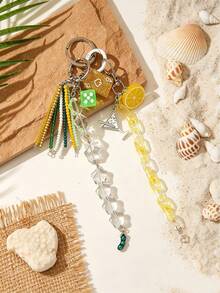 1pc Hot-Selling Vintage Style Asymmetrical Niche Personalized Tassel Star Keychain Bag Charm Pendant - Multicolor - View 1