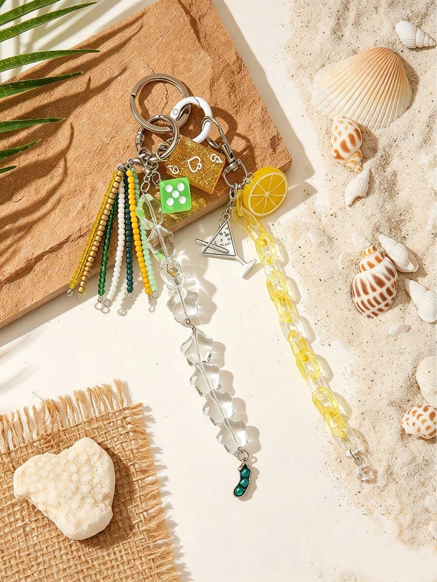1pc Hot-Selling Vintage Style Asymmetrical Niche Personalized Tassel Star Keychain Bag Charm Pendant - Multicolor - View 1
