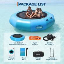 Water Trampoline for Lake,12FT Recreational Water Bouncer Electric Inflator, Trampolines for Adults Portable Bounce Swim Platform with  Pump and Rope Ladder - Azul - Ver 6
