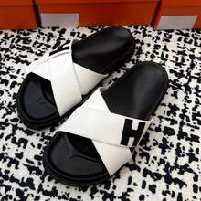 New H-Style Slippers, Couple Slide Sandals, Casual Single-Strap Slides For Outdoor Wear - 白色 - 查看 2