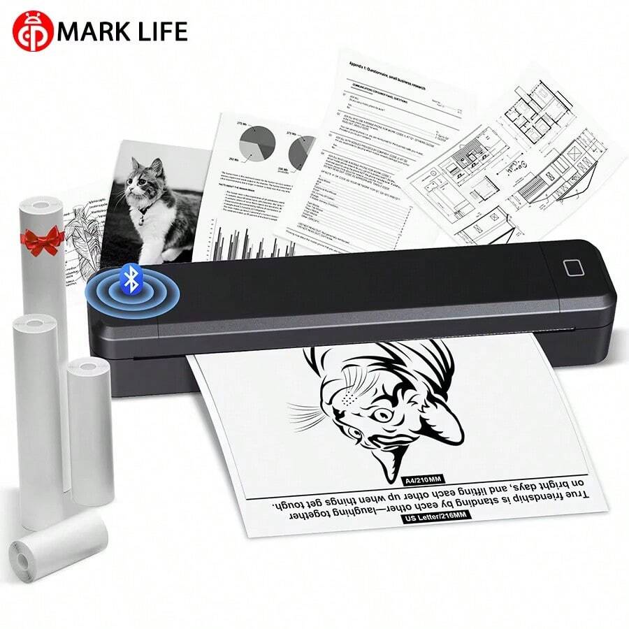 Marklife X8 A4 Thermal Printer, Portable Bluetooth Inkless Printer For PDF Photos Documents, Wireless Tattoo Stencil Machine For Home School Office Tattoo Artists