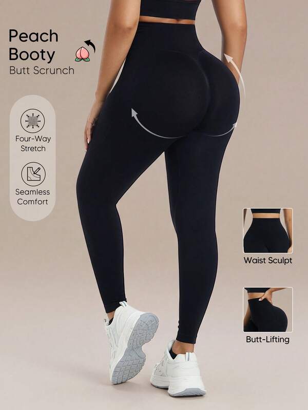 High Waist Butt Lifting Leggings, Black Shapewear For Gym, Casual & Summer Wear