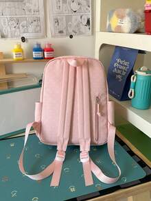 Cute Cat Shaped Backpack, Girls Casual Outing Shopping Travel Small Backpack, Middle School High School College Student School Bag, Large Capacity Lightweight Daily Commute Backpack, Adorable Cartoon Pattern Student Backpack, Multiple Colors Available Pink Yellow Blue Black White - A - View 10