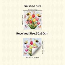 1pc Color Stained Glass Tulip Floral Window Stickers Iridescent Laser Holographic Butterfly Pattern Prism Light Refraction Self Adhesive PVC Decals For Household Bedroom Living Room Window Soft Natural Floral Scene Home Decor - Multicolor - View 15