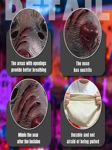 Rat Mask Latex Scar Rat Mask Animal Halloween Cosplay Party Costume Prop - Multicolor - View 3