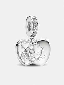 1 Fashionable 925 Sterling Silver Crown Double Heart Bead, Suitable For DIY Jewelry Making Of Women's Bracelets And Bangles, Daily Outfit Matching - Set 1 - View 16