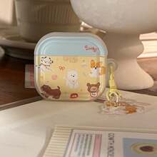 Ins Healing Style Multiple Puppy Print Protective Case, Cute Corgi Pendant Charm Full Coverage Anti-Drop Soft Shell For AirPods 4/Pro 2/Pro 3 Bluetooth Earphones - Yellow - View 10