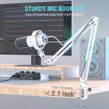 FIFINE Dynamic Microphone With Boom Arm, Studio Vocal XLR Microphone, Podcast USB Mic Kit For PC With Mute Button, Volume Knob, Headphone Jack, For Streaming Recording-AmpliTank K688CT White (Global Version) - White - View 3