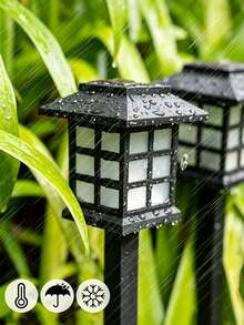 2/6 Stücke schwarze Mini-Haus Solarbetriebene Bodenstecker Wegbeleuchtung, wasserdichte Auto An/Aus LED Landschaftsbeleuchtung, geeignet für Garten, Rasen, Gehweg, Blumenbeet, Außendekoration, Feiertagsgeschenk - Mehrfarbig - Übersicht 10