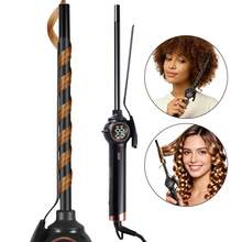 Hatteker 1pc 9MM Rotating Curling Iron, Digital Temperature Control Hair Styler, Wool-Like Curly Hair Styling Tool - Black - View 11