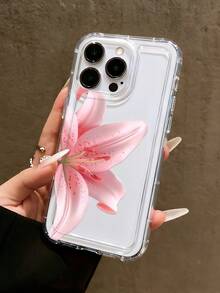Pink Lily Fashion Transparent Shockproof Phone Case Compatible With Apple 16/14/15/15Pro/15Plus/15ProMax/12Pro/13Pro/14Pro/12ProMax/13ProMax/14ProMax/14Plus/16Pro/16Plus/16ProMax/17/17Pro/17Pro Max Birthday Gift, Vacation Gift - Clear - View 2