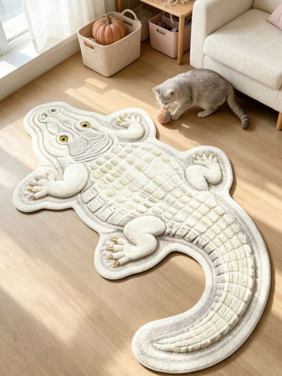 1件純白色鱷魚紋地墊 浴室地墊 浴室地毯 門墊 小地毯 地毯 地墊 家居裝飾 區域地毯 戶外地墊 臥室地毯 可機洗地毯 - 彩色 - 查看 1